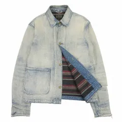20AW サンローラン パリ SAINT LAURENT PARIS ヴィンテージ加工 デニム ジャケット 625282 ボーダー裏地 クラッシュ ダメージ加工 ユーズド加工 ジージャン Gジャン カバーオール ブルゾン ジャンパー 上着のサムネイル