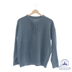 ☆美品☆ トップス カットソー ノーカラー レースアップ レディース ブルー 901-5246 送料無料 古着