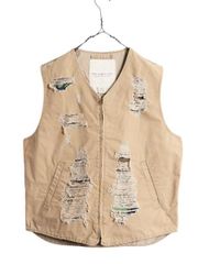 【お得なクーポン配布中!】 ダメージ 加工 デニム&サプライ ラルフローレン フルジップ コットン ベスト メンズ L / ポロ ワーク ミリタリー ウッドランド カモ 迷彩