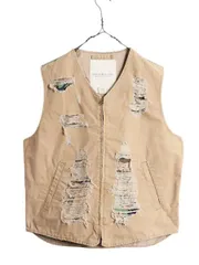 【お得なクーポン配布中!】 ダメージ 加工 デニム&サプライ ラルフローレン フルジップ コットン ベスト メンズ L / ポロ ワーク ミリタリー ウッドランド カモ 迷彩