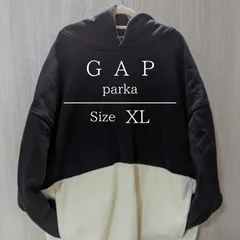 【超美品】【春服】【秋服】 ギャップ パーカー 白黒 ボーダー 裏起毛 サイズXL
