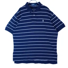 ポロバイラルフローレンPolo by RALPH LAUREN半袖ポロシャツボーダー白ホワイト青ブルーポニーロゴ刺繍vintageヴィンテージ40129