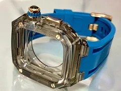 スモーク　ネイビー　インディコ★アップルウォッチ ラバーベルト カバー　クリア ケース 40mm 41mm 44mm 45mm 4 5 6 7 8 se スポーツ メンズ レディース　4スクリュー Apple Watch バンド
