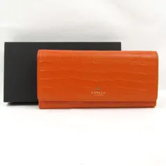 ランバン 長財布 クロコ型押し レザー 小銭入れあり ウォレット ブランド レディース オレンジ LANVIN 【中古】のサムネイル