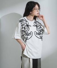 夢展望公式 [新品未使用] コードラインオーバーサイズＴシャツ [ホワイト] 他カラー別ページ有 bohmal カットソートップス カットソートップス・チュニック（半袖） 535438-01