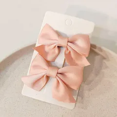 新品 ISHR 蝶結び 髪飾り 小さめ リボン ヘアピン本 2個入り クリップ ヘアアクセサリー かわいい エレガント 親子セット かみアクセサリー 全年使用 入学式/デート/結婚式/卒業式 (ピンク)