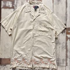 ヴィンテージ　CHAPS 半袖シャツ 刺繍  メンズ Mサイズ　クリーム色