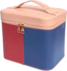 【次回入荷予定無し】メイク収納 かわいい コスメ収納 お洒落 化粧品収納ボックス 持ち運び プロ用 大容量 綺麗 コスメボックス ミラー 鏡付き 収納ケース 3カラー 上品 メイクボックス カラーリング 【Pearpark】 (レッド/ネイビー)