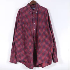 ラルフローレン 長袖シャツ チェック柄 大きいサイズ アメリカ古着 トップス メンズ XLサイズ レッド×ネイビー RALPH LAUREN 【中古】