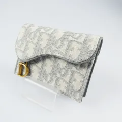 【姫路東店】 中古 Christian Dior | クリスチャンディオール カードケース SADDLE FLAP CARD HOLDER S5611CTZQ_M932 オブリークジャガード グレー 【125】