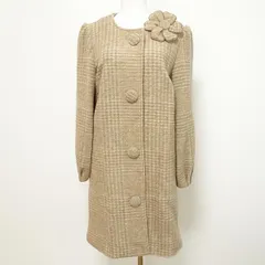 #wnc ギャラリービスコンティ GALLERY VISCONTI コート 2 チェック ノーカラー コサージュ付き 新品同様 タグ付き レディース [882097]