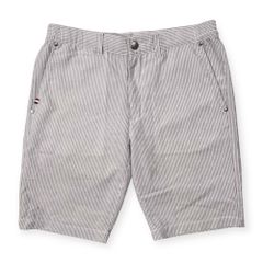 FILA GOLF フィラ ゴルフ ストライプ柄 シアサッカー ハーフパンツ ショートパンツ ストレッチ サイズ L /ホワイト×グレー