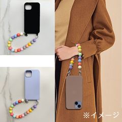 iphone　13　14　15　plus　アイフォン　ケース　カバー　リストストラップ　ストラップ　落下防止　ハンドチェーン　カラフル　虹　ブラック　パープル