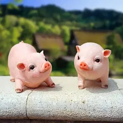ガーデンオーナメント オブジェ 置物 子豚 インテリア 2個セット かわいい 樹脂 屋外 デコレーション 飾り リビングルーム 玄関 庭 ベランダ ガーデニング 園芸 動物 自然 贈り物 0HkP724