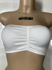 6250021アイスシルクチューブトップベアトップパットありカップあり白