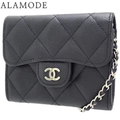 CHANEL(シャネル) マトラッセ ココマーク チェーンウォレット コンパクト財布 ショルダー 肩掛け 小銭入れ コインケース キャビアスキン ブラック黒 ボルドー シャンパンゴールド金具 レディース 40802114249【中古】【アラモード】