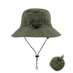 【★送料無料★】[codecart] アウトドア サファリハット 折りたたみ メンズ レディース コンパクト UVカット帽子 紫外線対策 日焼け 防水 通気速乾 つば広 日除け 軽量 小顔 バケットハット サイズ調整ひも 山登り 釣り あご紐付 フック付き