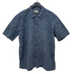 GC824 L.L.Bean エルエルビーン コットン 綿 100% デザインシャツ 半袖シャツ シャツ 半袖 総柄 ネイビー メンズ サイズL