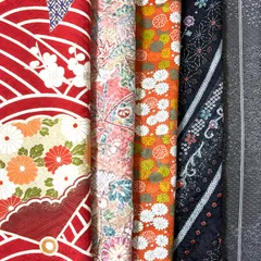 No.477大きい綺麗な着物はぎれ5枚セット 正絹 生地 中古 カットクロス 古布 つまみ細工 材料 素材 japanbela