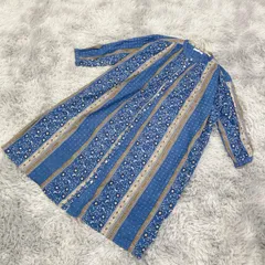 【良品】NANEA ナネア フラワーシャツワンピース 花柄  (F)  カジュアル  レトロ  レディース  青系  ブルー【送料無料】