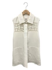 エルメス 4E0148DC ロングジレ 38 アイボリー カシミヤ レザー 2024SS IT3D0HN3LSKW