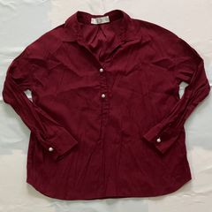 美品　S.T.B 長袖シャツトップス　パール付　ワイン　M-L