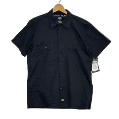 Dickies/ディッキーズ ワークシャツ 半袖 シャツ ボタンダウン ワンポイントロゴ オーバーサイズ ビッグシルエット HONDURAS製 メンズ M ブラック