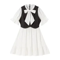夢展望公式 [新品未使用] ジレドッキングボウタイワンピ [ホワイト×ブラック] 他カラー別ページ有 dearmyloverose ワンピース その他ワンピース（半袖） 534320-01