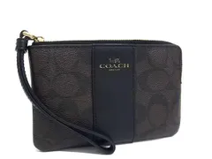 ■美品■ COACH コーチ F58035 シグネチャー PVC×レザー マルチポーチ マルチケース 小物入れ レディース ブラウン系 DI8911