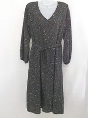 ◇ ◎ continuer de NICE CLAUP 総柄 長袖 ロング ワンピース サイズF ブラウン レディース  【中古】 【1205060007597】