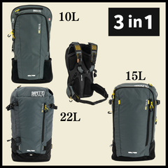 【新品・未使用】3in1 バックパック ザック10L 15L 22L  バックカントリースキー ハイキング 登山 マウンテンバイク 自転車 MTB リュック