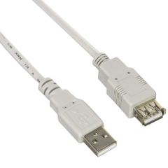 USB2.0延長ケーブル ベ-ジュ　1ｍ　A(オス) - A（メス）
