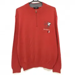 マンシングウェア ハイネックセーター レッド ハーフジップ 胸プリント ニット  メンズ M ゴルフウェア Munsingwear