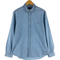 古着 ラルフローレン Ralph Lauren SLIM FIT スリムフィット 長袖 ボタンダウン シャンブレーシャツ メンズL相当/eaa537572