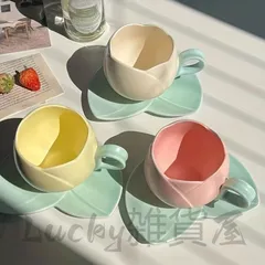 セット、チューリップティーカップとソーサー、花の形をしたセラミックコーヒーカップとソーサープレート、朝食、ティーパーティー、アフタヌーンティー、自宅、庭、レストランなどに最適なかわいいドリンクカップ、夏、冬用ドリンクウェア