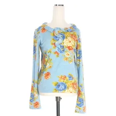 トリココムデギャルソン tricot COMME des GARCONS 00’ フラワープリント ウールカットソー トップス 長袖 ブルー 青 TD-T010