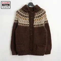 80s vintage ノルディック柄 ニットカーディガン レディース Mサイズ相当