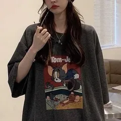 トムとジェリー 　アメカジプリントTシャツ 　　ダークグレー