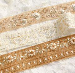 ベージュ※インド刺繍リボンアソート