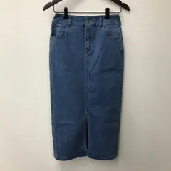 M9085 nano universe ナノユニバース ロング デニムタイトスカート ブルー インディゴ 前スリット 38 Ｍサイズ レディース ストレッチ