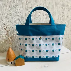 帆布トートバッグ　便利な目隠し布付き！（鳥さん）⑧