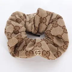 し*ー様 GUCCI グッチ ノベルティ シュシュ ブラウン ログパターン ヘア し*ー様 GUCCI グッチ ノベルティ シュシュ ブラウン ログ