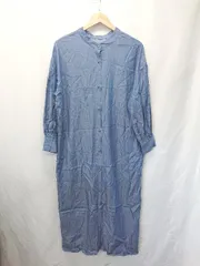 ◇ Θ MAISON BREEZE メゾンブリーズ 長袖 膝下丈 シャツ ワンピース サイズF ネイビー系 レディース E  【1411130015649】