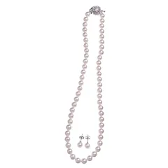 【新品】 最高級オーロラ花珠本貝パール7mmネックレス イヤリング ピアス セット 日本製 16インチ 宝飾店仕様 結婚式 冠婚葬祭 ブラックフォーマル 入学式 卒業式 入園式 卒園式 akシリーズ (オーロラクリーム ＆ ピアス) 1