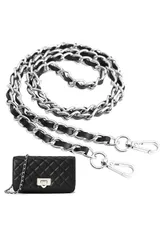 [VEAGIA] ショルダースト ショルダーストラップ バッグ用 チェーンショルダーストラップ ショルダーバッグ ひも バッグ修理 交換用 持ち手ストラップ ショルダースト 単品 ラップ バッグ用 約120cm (チェーン 黒＋銀)