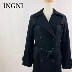 INGNI　イング　M　黒　ブラック　トラッド　ベルト　ダブルブレスト　アウター　ロングコート 3726