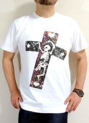 メキシコ髑髏Ｔシャツ　踊れや踊れ　メッセージＴシャツ　スカルＴシャツ　十字架のＴシャツ　死者の日　死霊の盆踊り