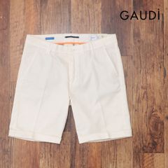 25春夏/GAUDI/34インチ/ハーフパンツ C511GU25034 コットン織り柄 ストレッチ 無地 ショーツ 新作 新品/アイボリー/kf280/