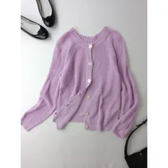 定価17600円 MACPHEE マカフィー トゥモローランド ミドルゲージ コットン クルーネック カーディガン 羽織 日本製 S ラベンダー ピンク系 (118Y＋2398)26H