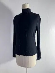 イタリア製】エトロ シルク素材×ウールニット サイズ42 黒ブラック